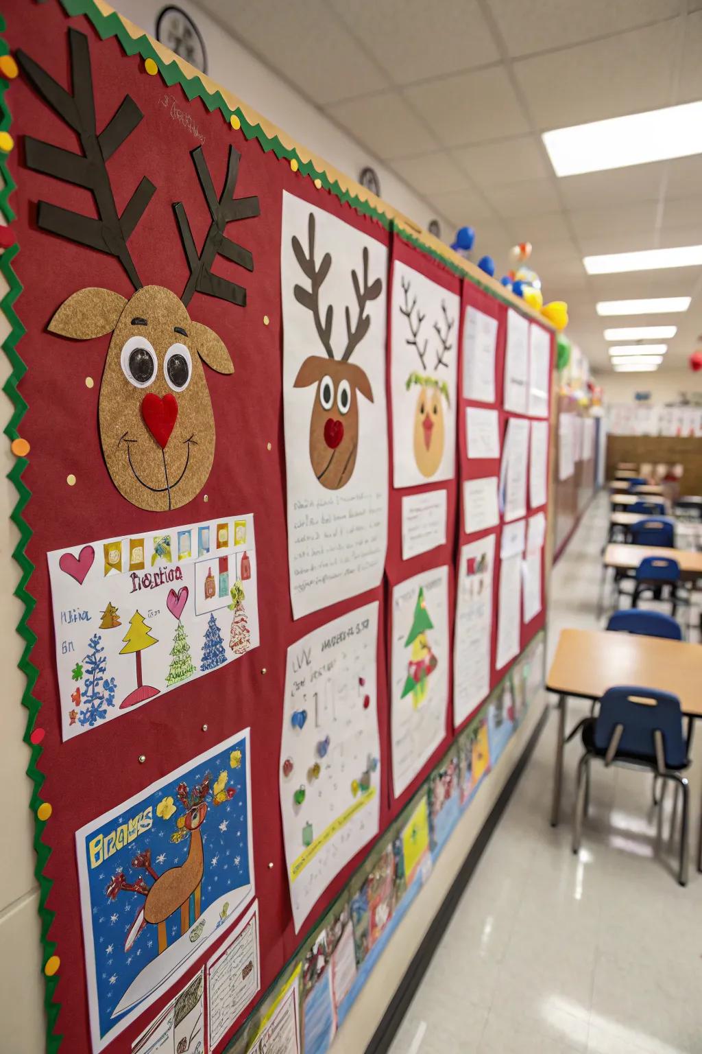 Reindeer art projects showcase student imagination.