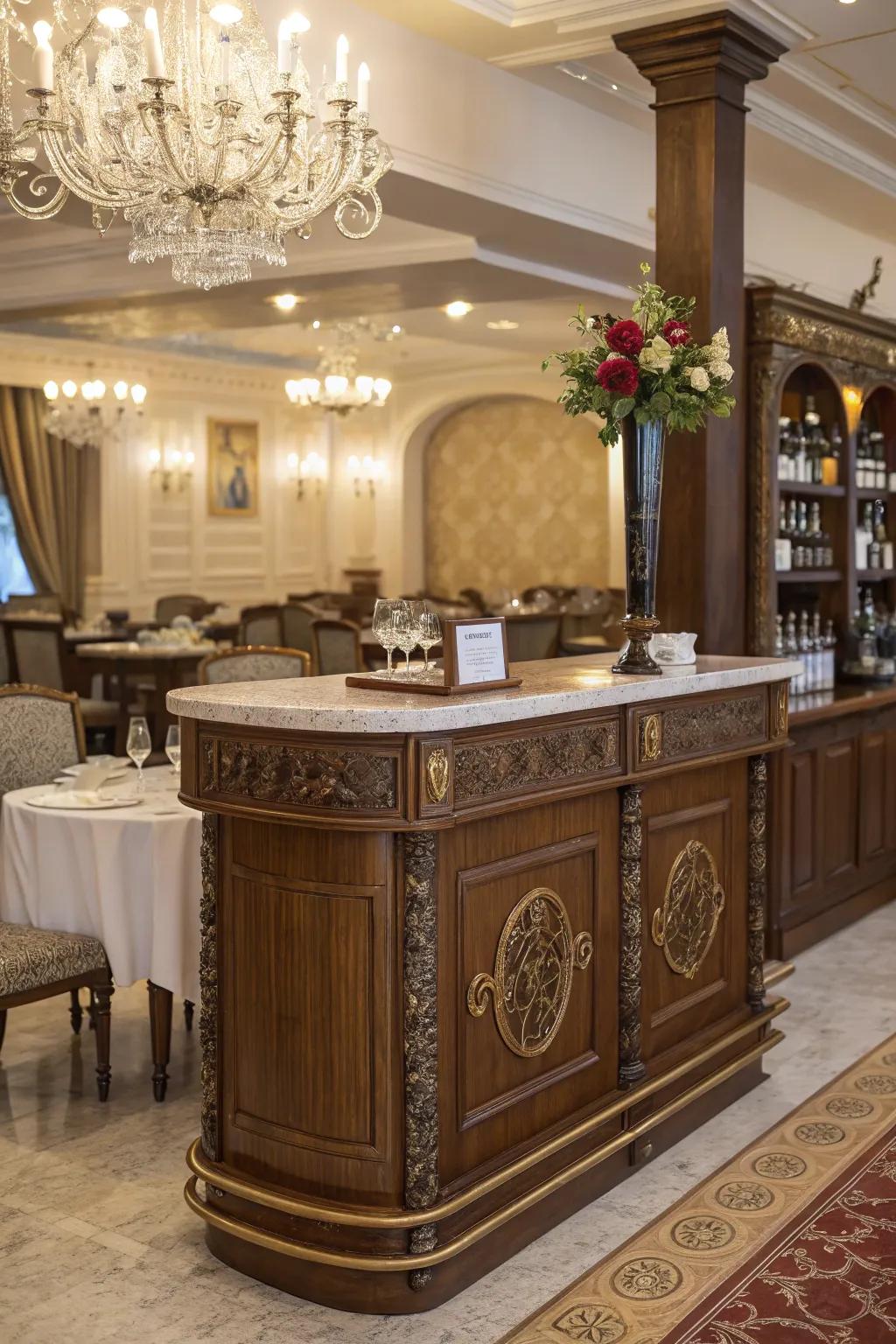 Retro-inspired designs add timeless charm to your reception station.
