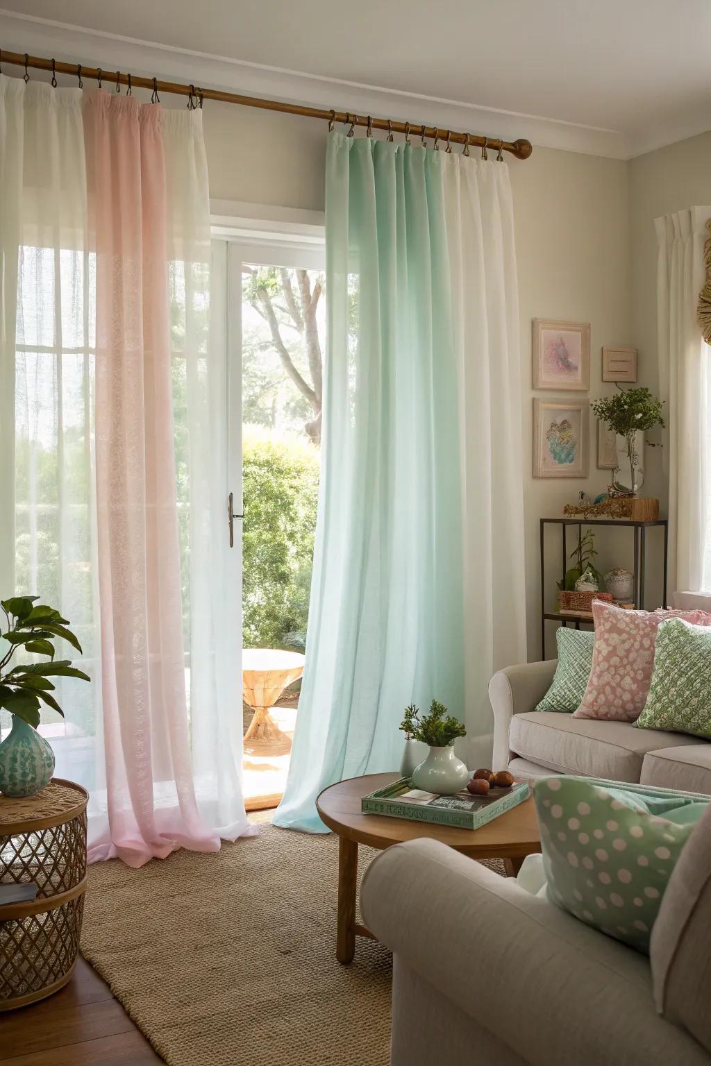 Fresh window coverings can significantly alter the mood of an area.