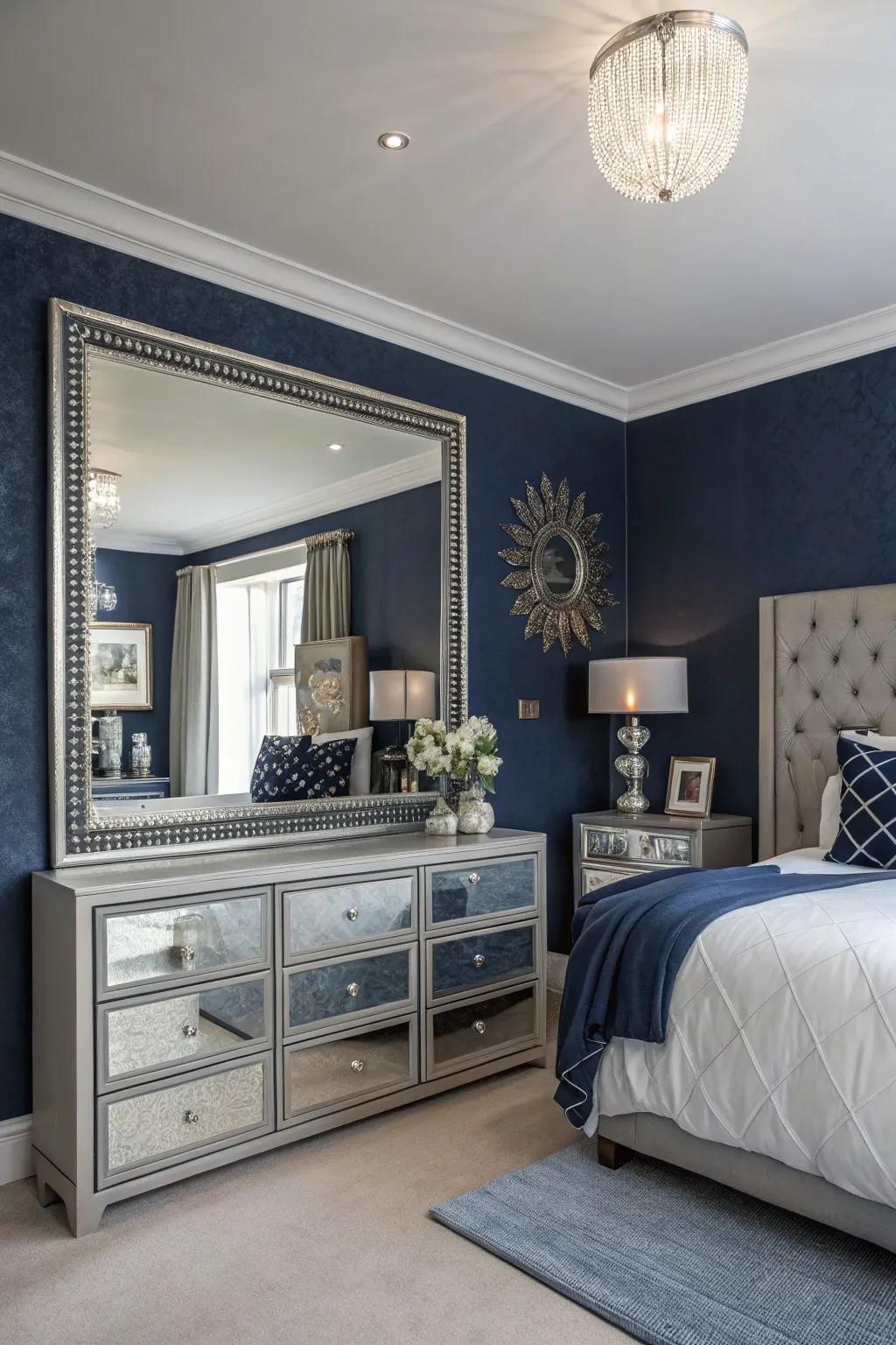 Mirrored details reflect light and include a hint of glamour.