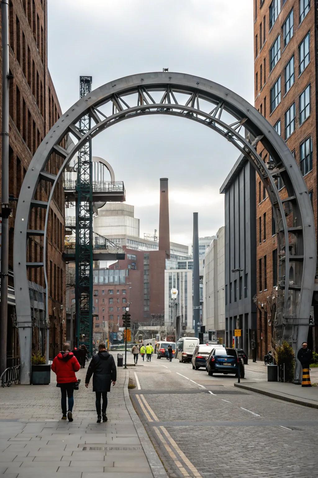 An industrial-chic arch, offering a modern and edgy look.