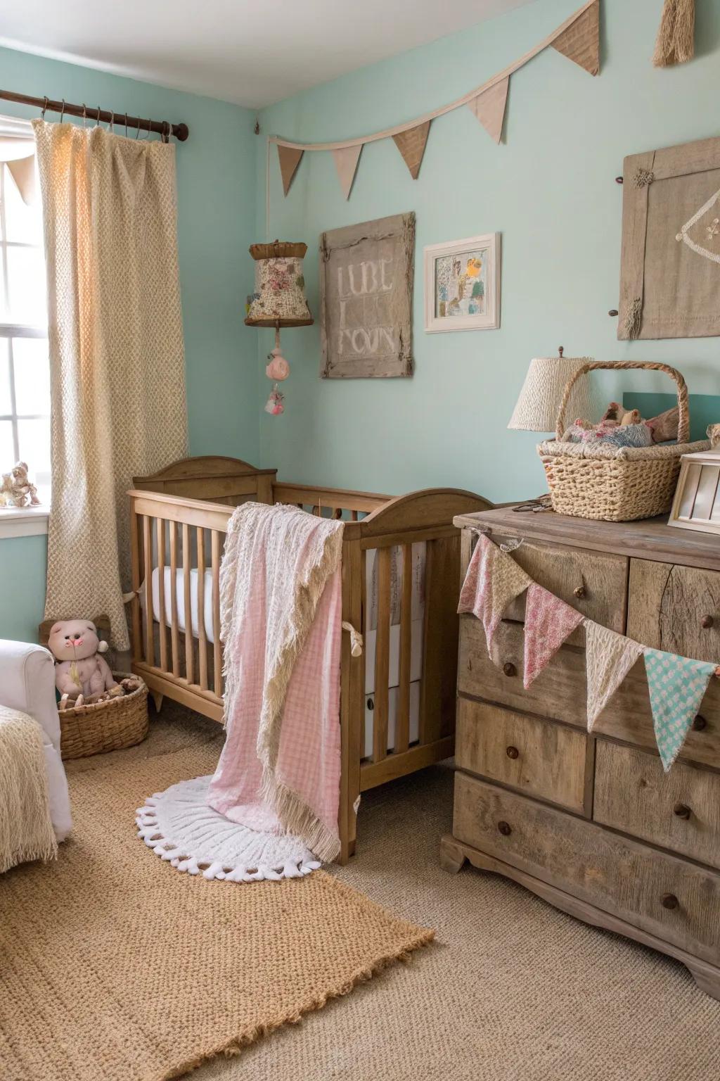 Burlap and linen introduce rustic elegance.