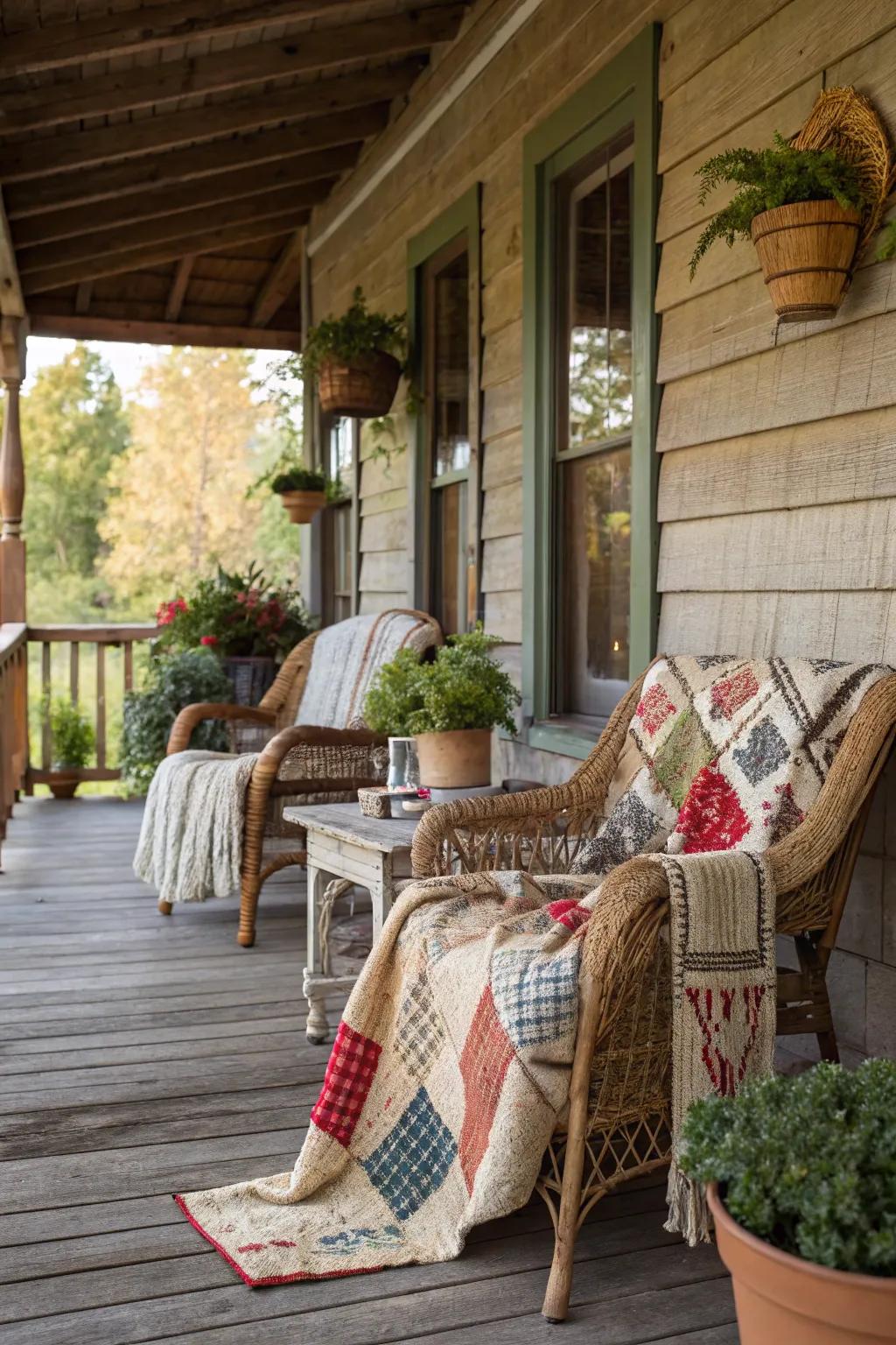 Balmy wraps and coverlets append intimacy and fabric.