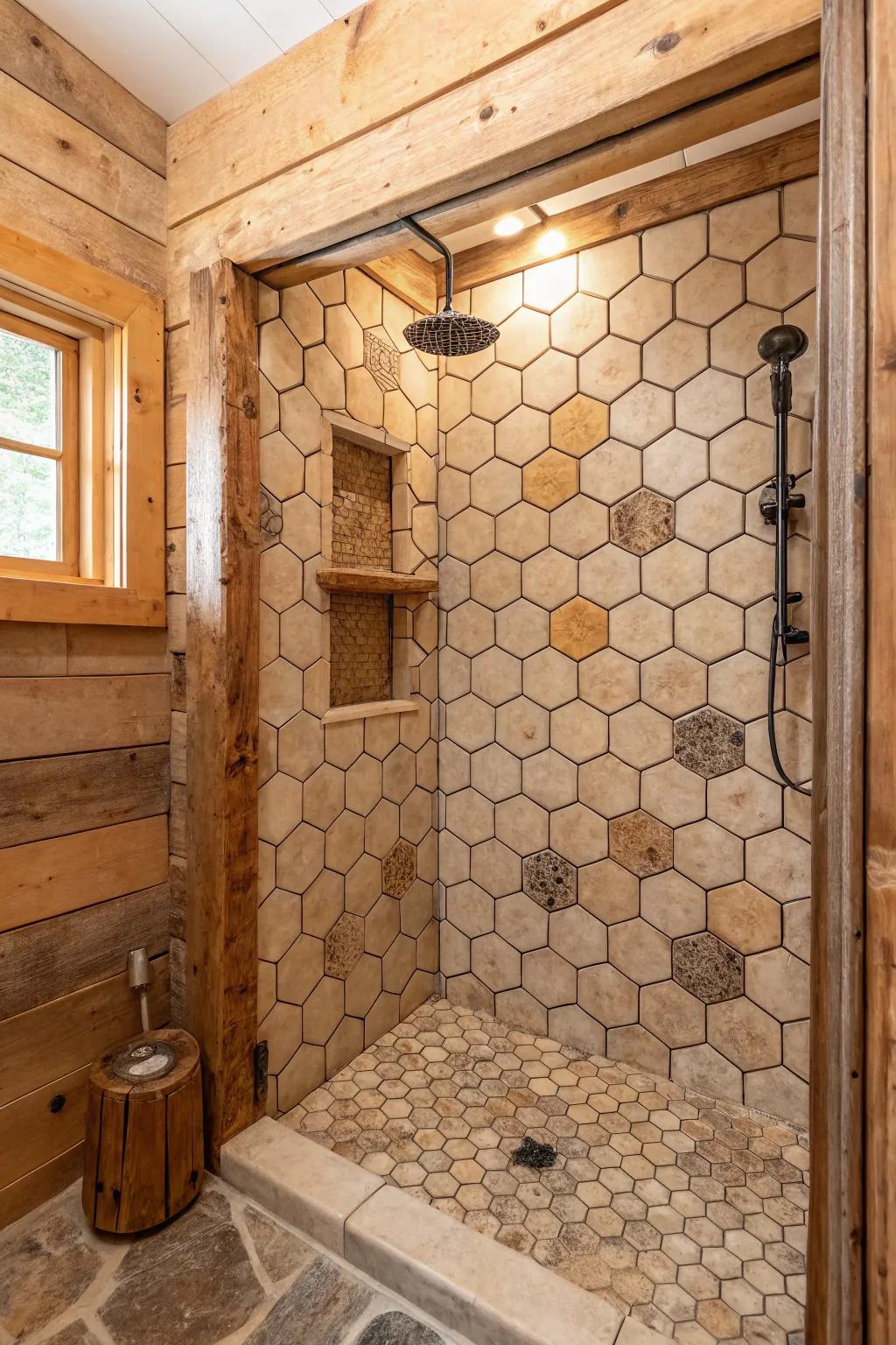 Hexagonal tiling offers geometric interest in this countryside setting.