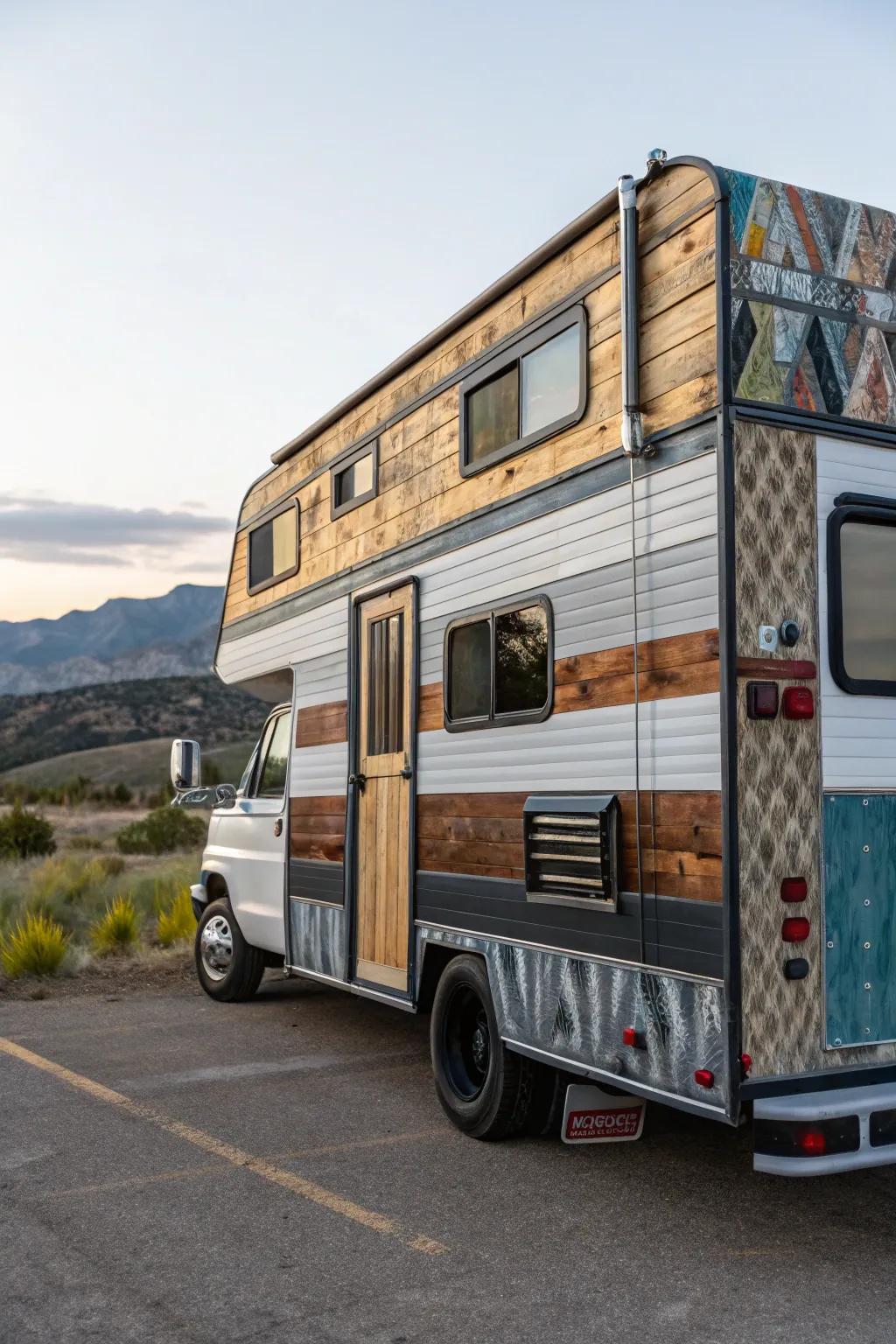 Blended media cladding creates a bold and eclectic look for your RV.