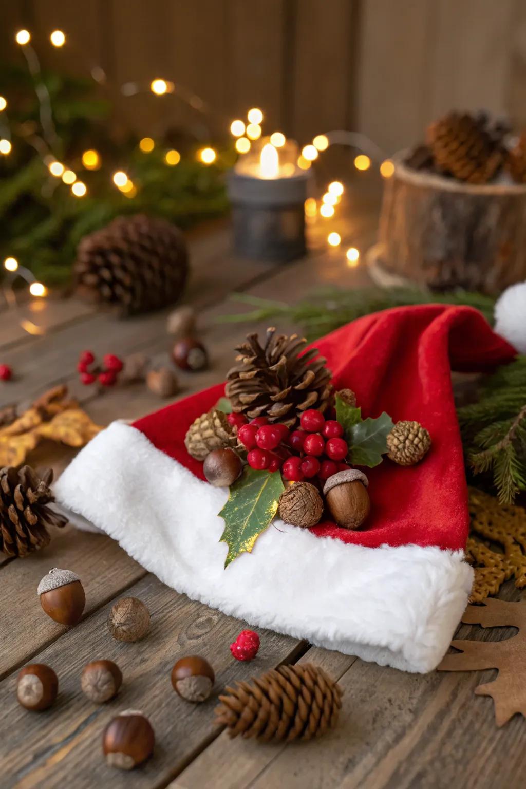 Incorporate natural accents using fruit-bearing tree seeds and evergreen shrub berries for an earthy impression.