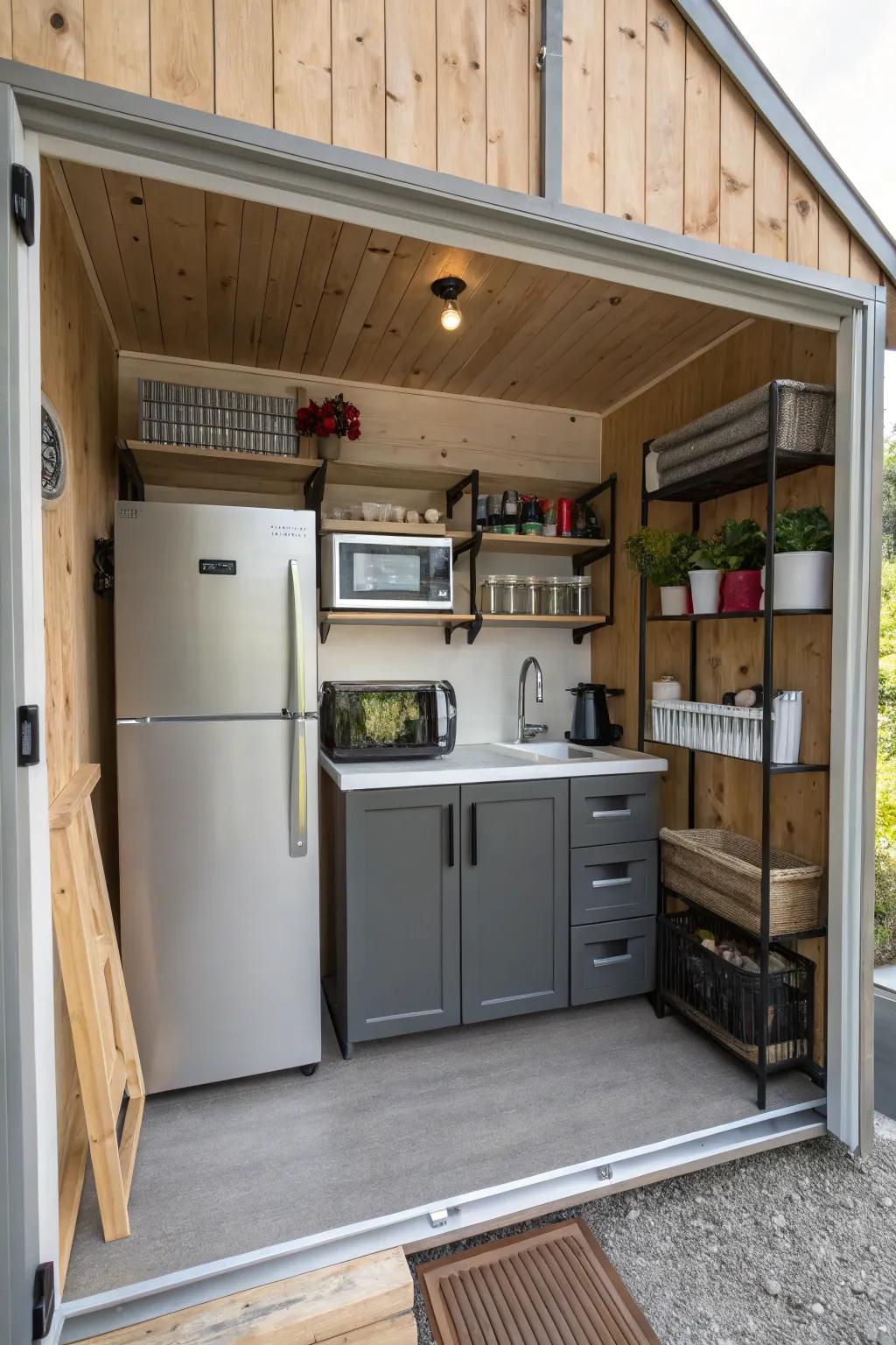 A small cooking area adds convenience to your bunkhouse.