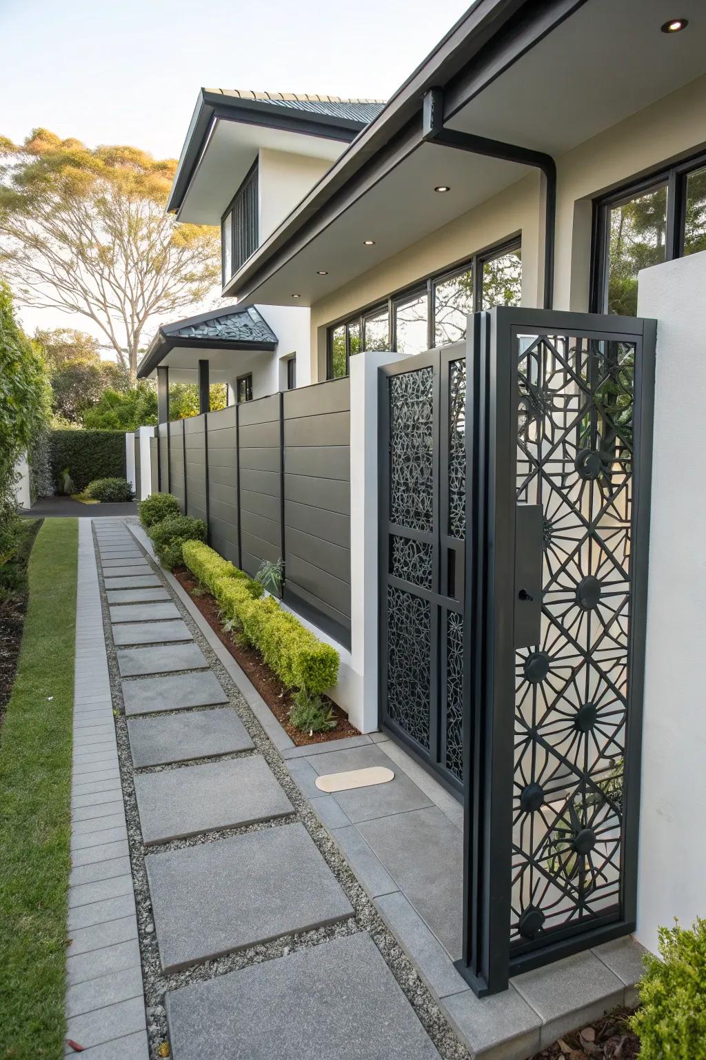 A metallic seclusion screen that provides style and protection.