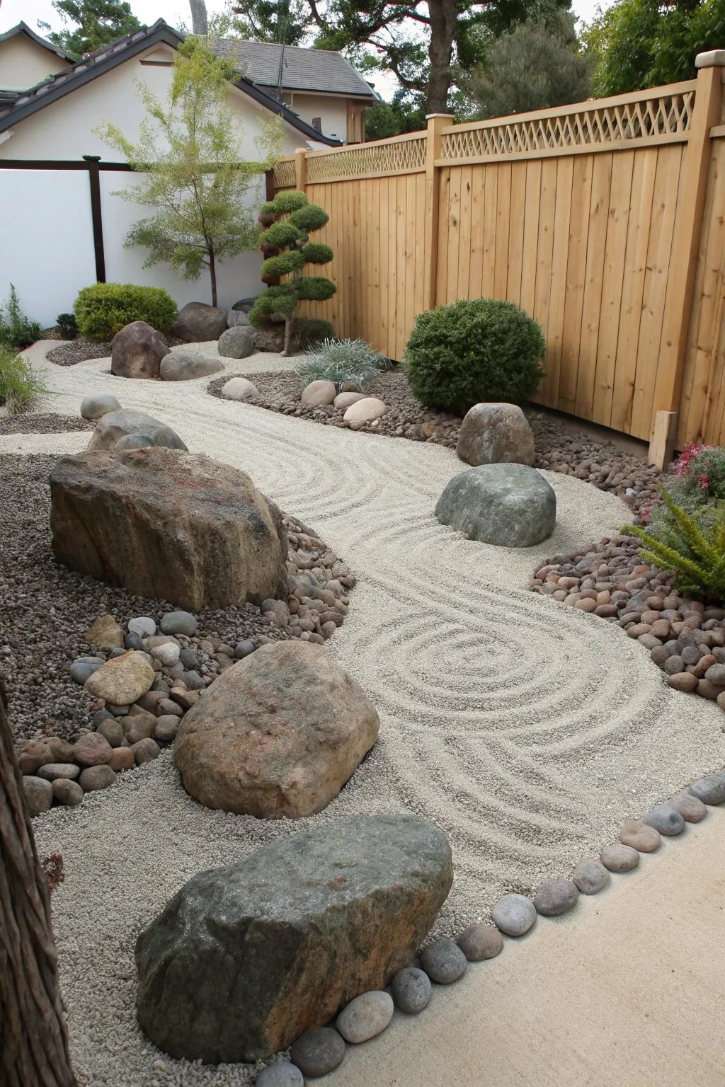 Establish a serene escape with a Zen rock garden in your side yard.
