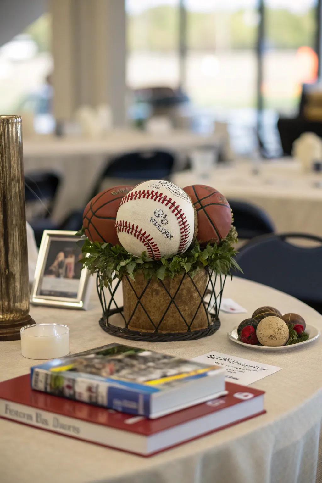 A themed focal point introduces creativity and focus to the table setting.