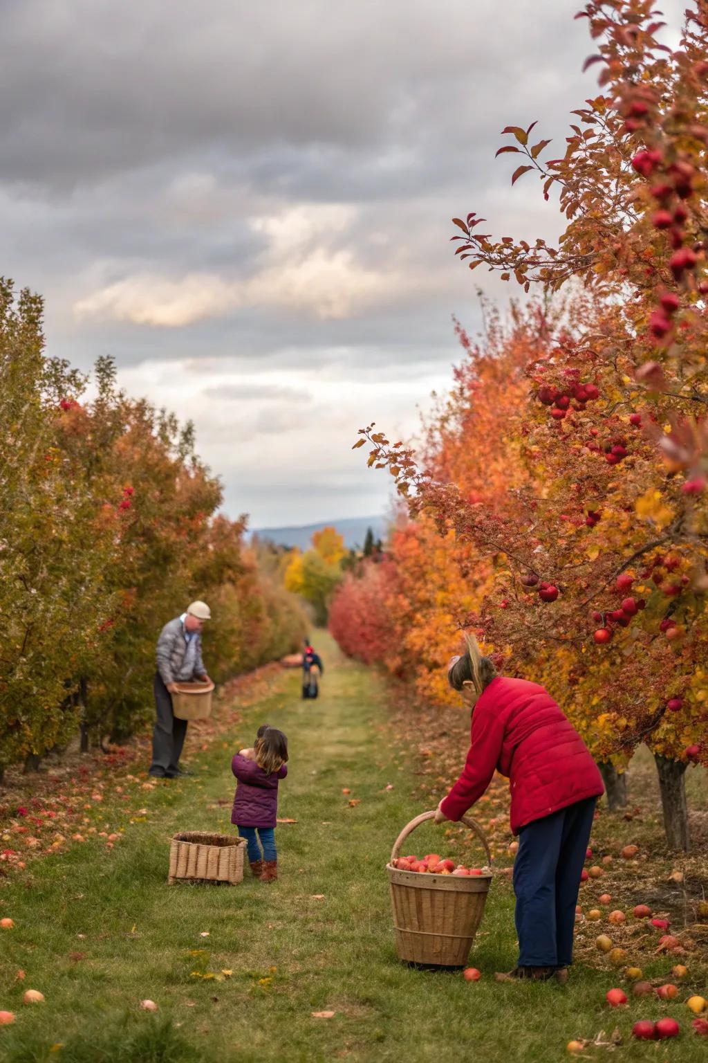 Fruit orchards provide a picturesque and interactive arrangement.