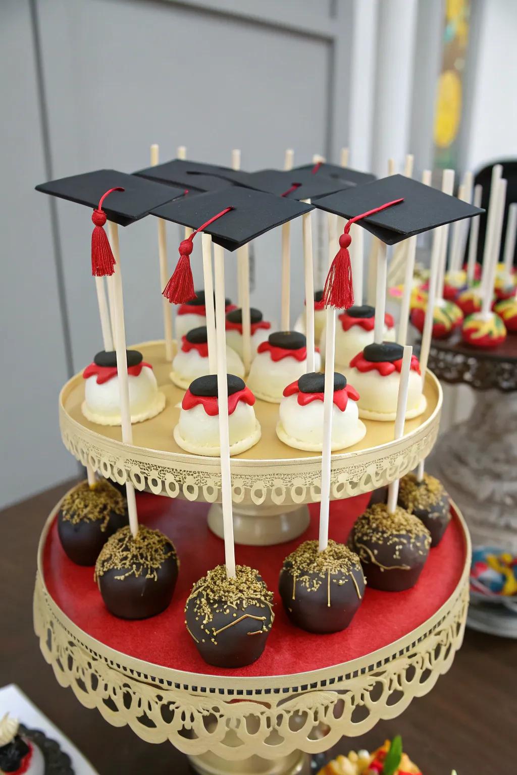 Endearing graduation-themed cake confectionery injecting charm into the celebration.