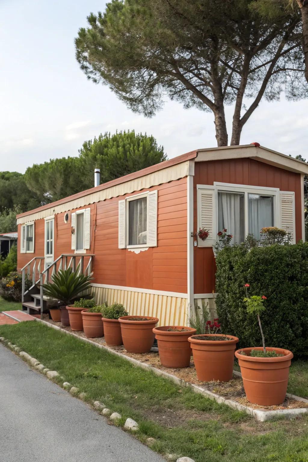 Earthy orange infuses your mobile home with cozy, global charm.
