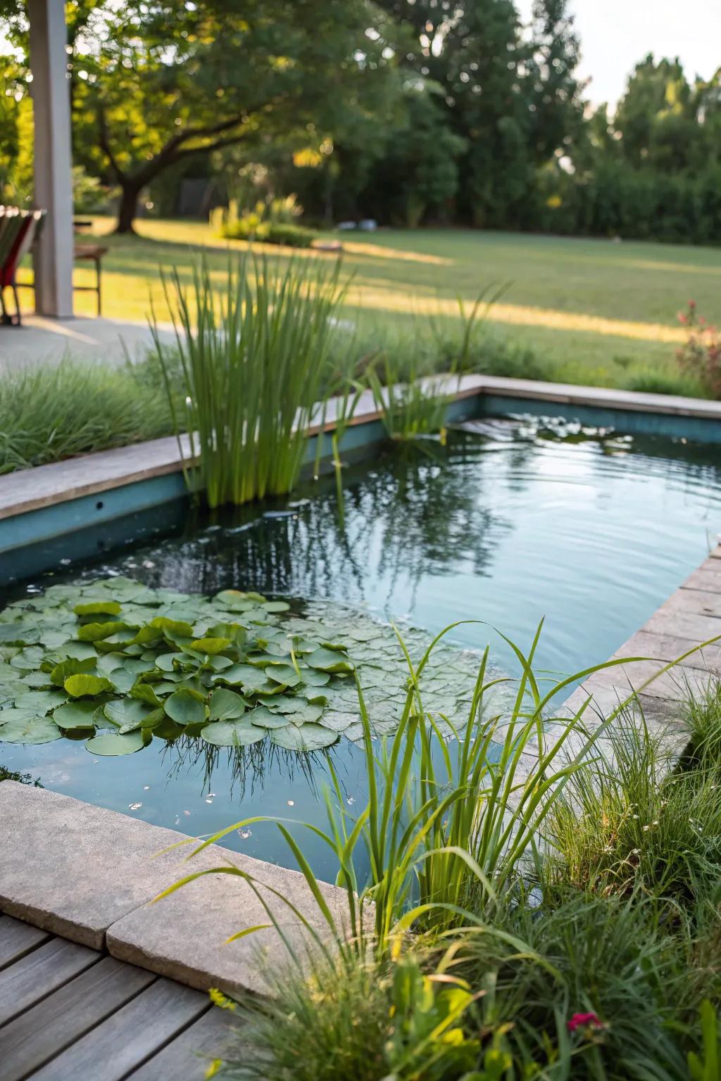 An innovative natural pool with eco-friendly purification.