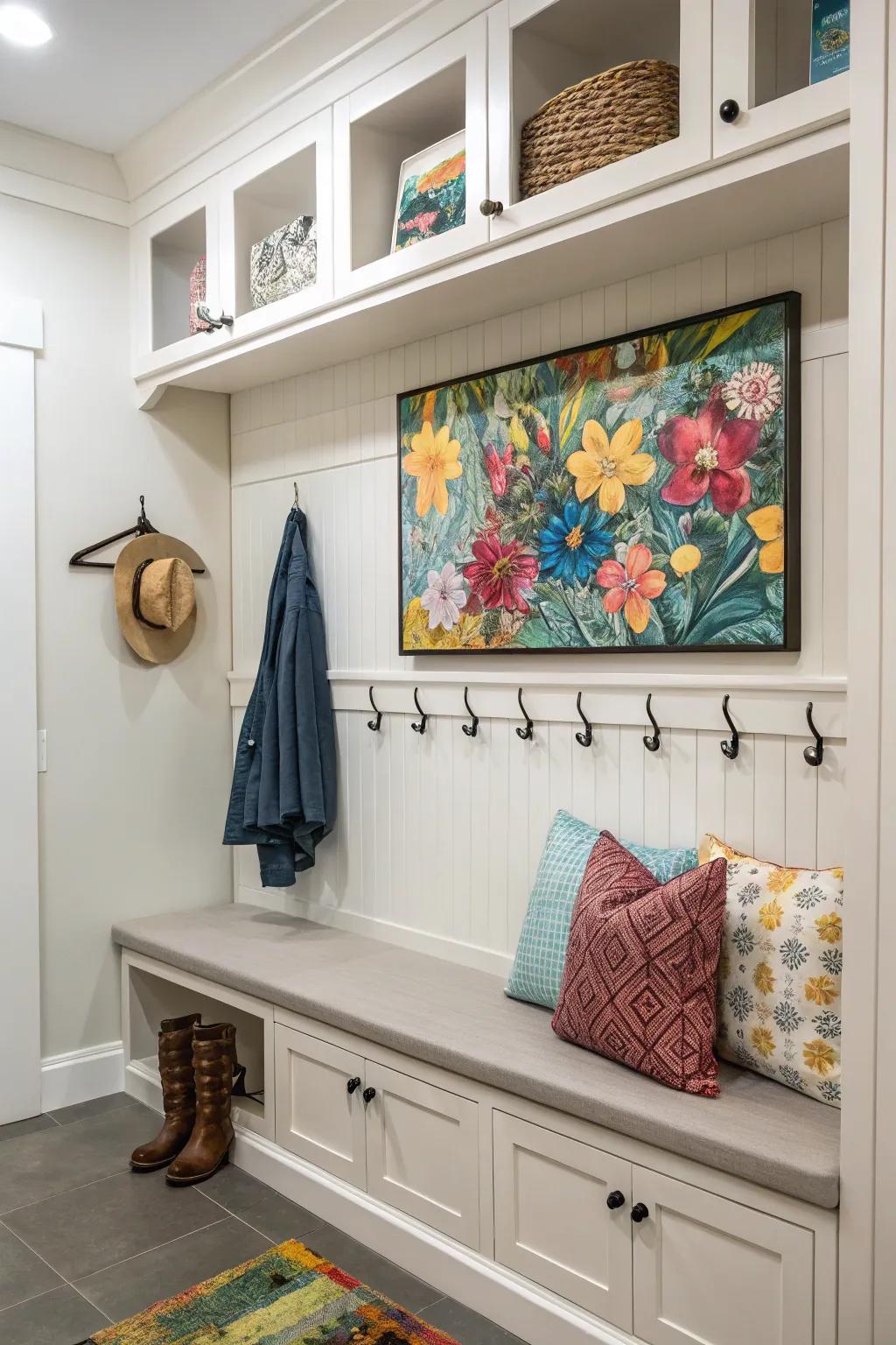 Art transforms a basic landing zone into a lively area.