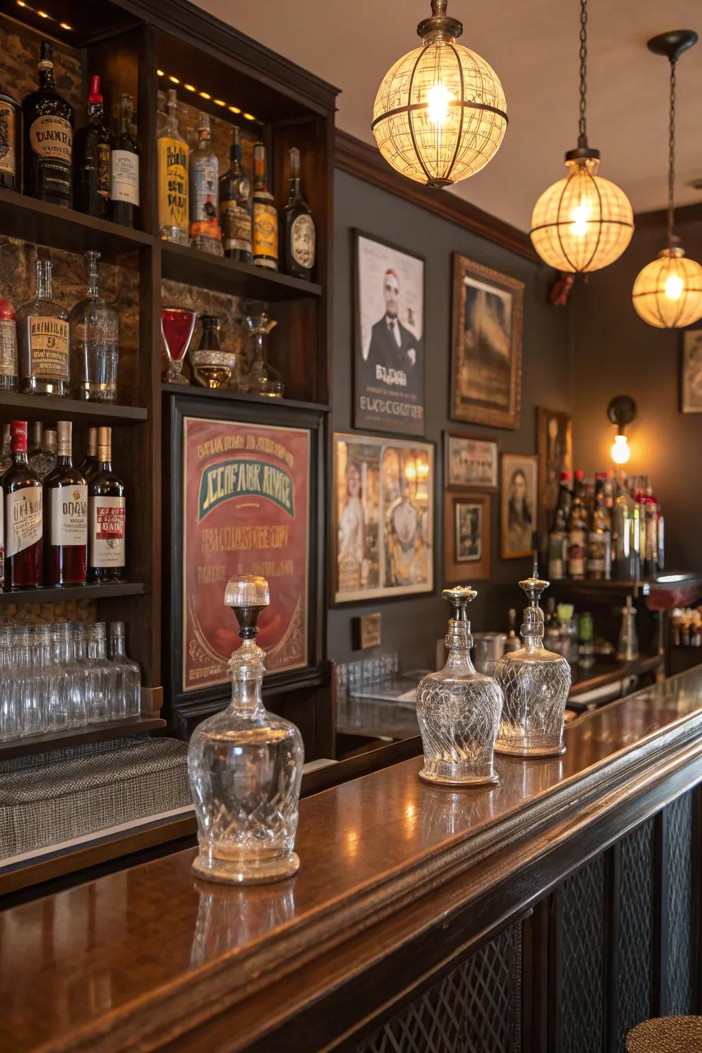 Vintage-inspired pieces deliver nostalgic appeal to your home bar.