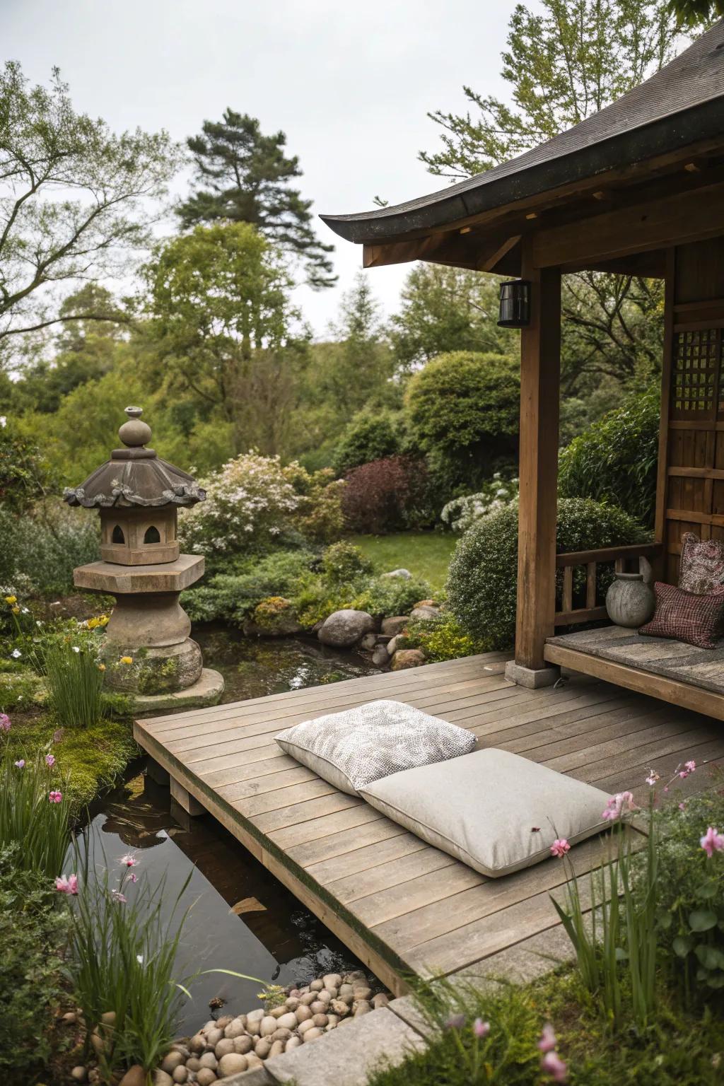 A meditation space giving a peaceful retreat.