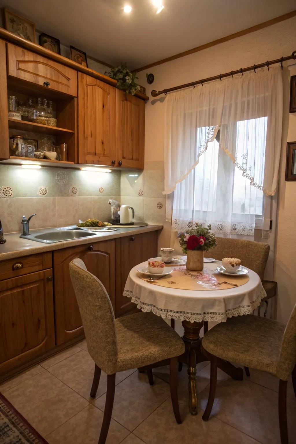 A round table that cultivates a welcoming dining ambiance.
