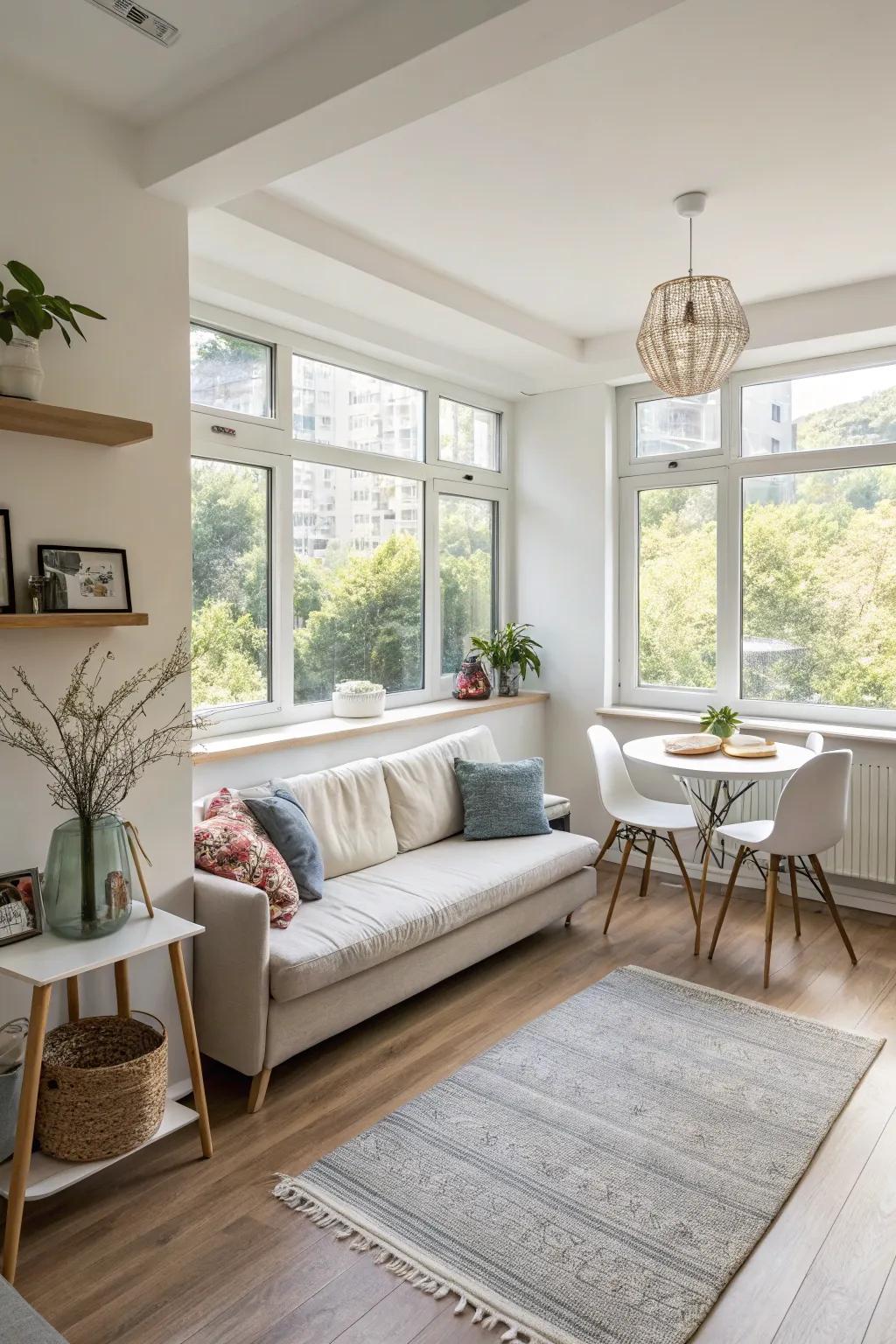Elevated furniture enhancing airiness and openness.