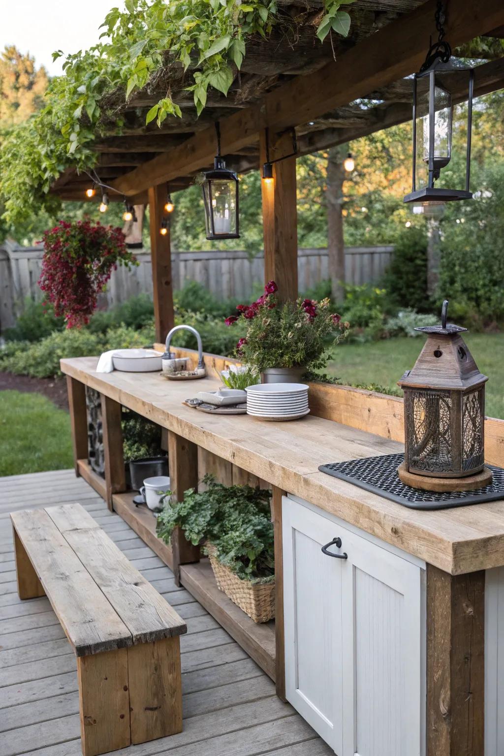 DIY through reprocessed materials for a distinctive, eco-conscious cooking space.