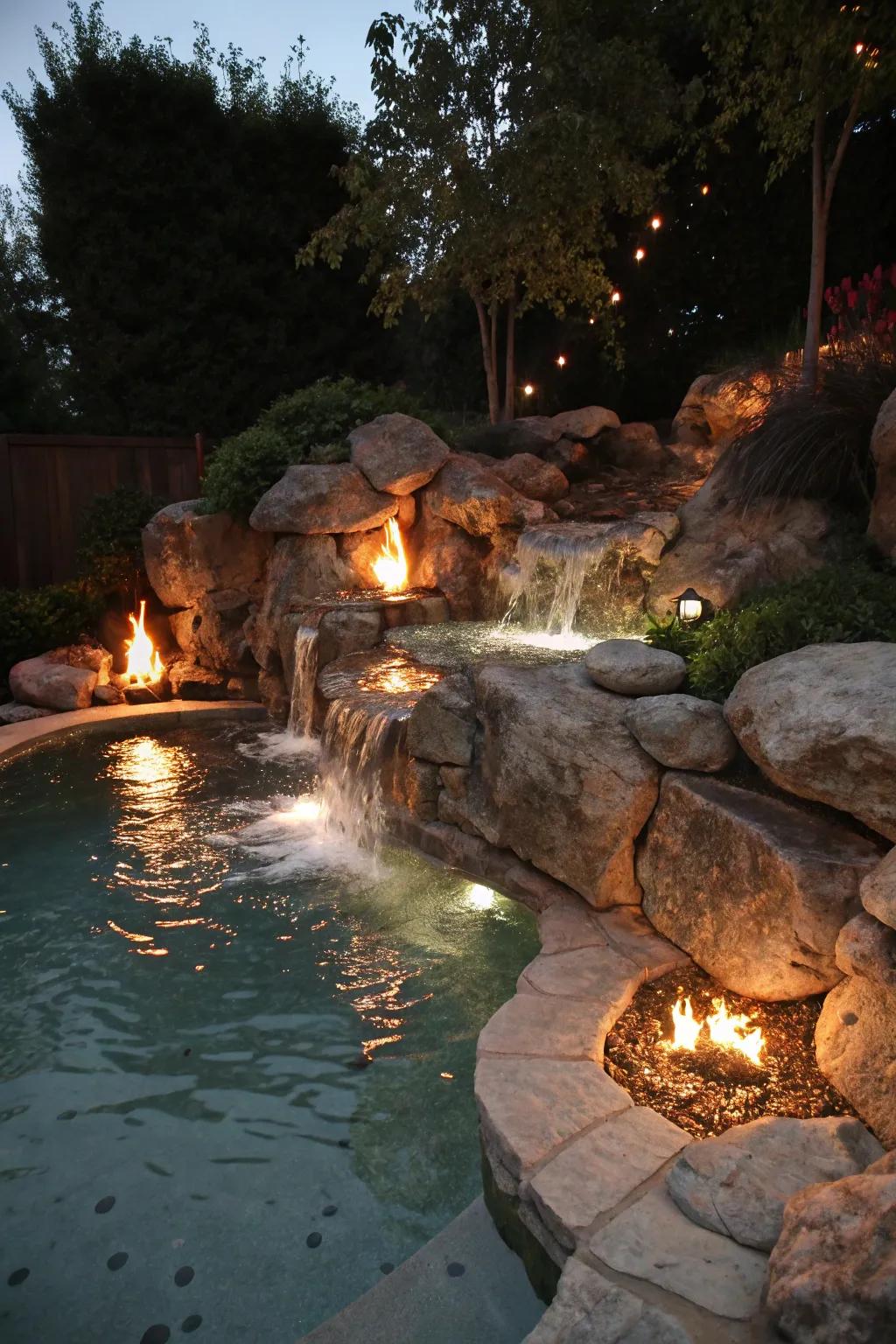 Fire and aquatic attributes construct a sensational visual sway.