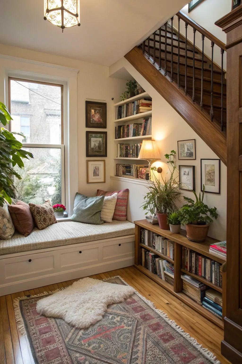 A reading corner enhances charm and a personal touch within your home.