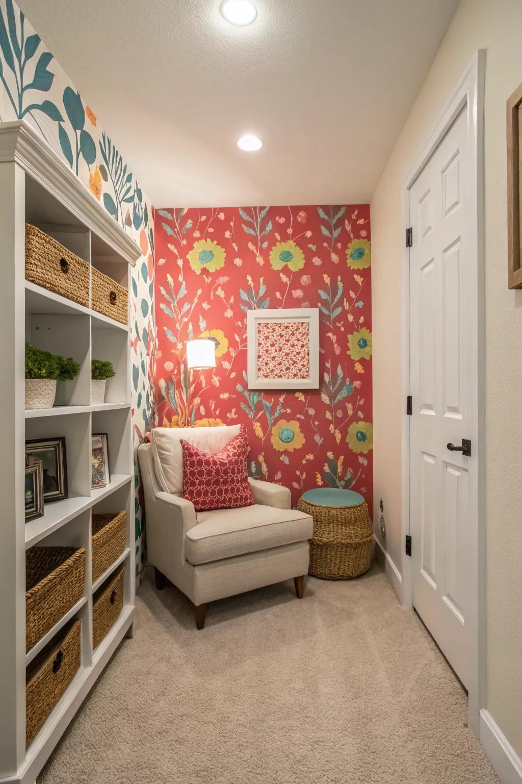 Highlight walls add interest and serve as a striking point of focus.