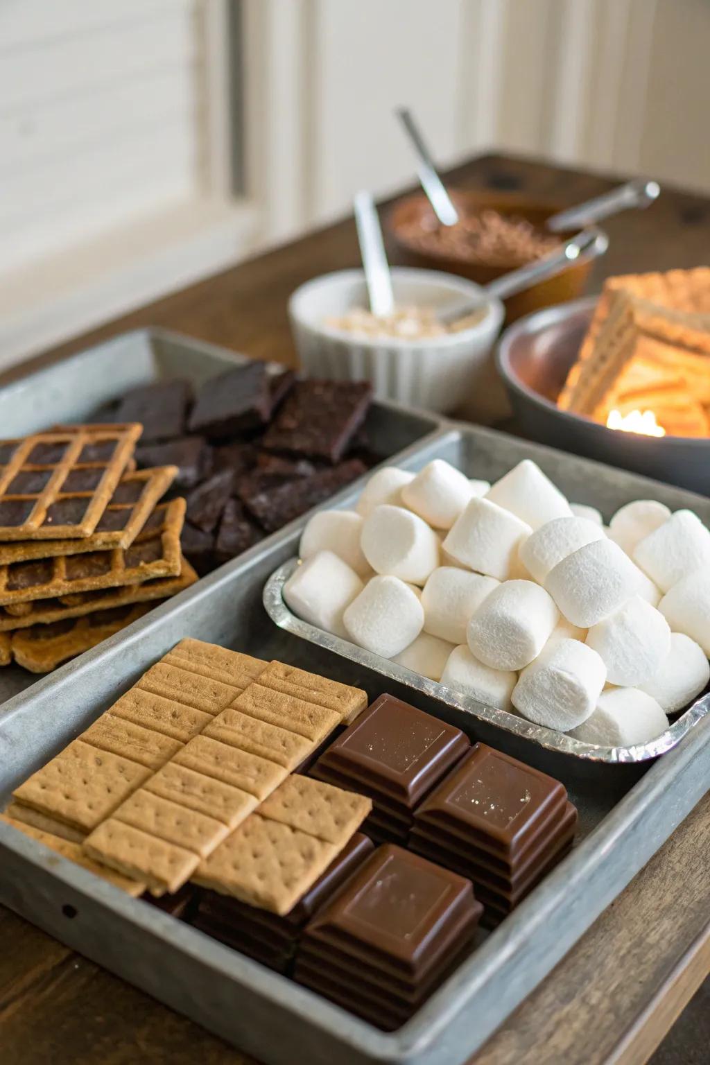 An engaging s'mores setup for participants of every age.