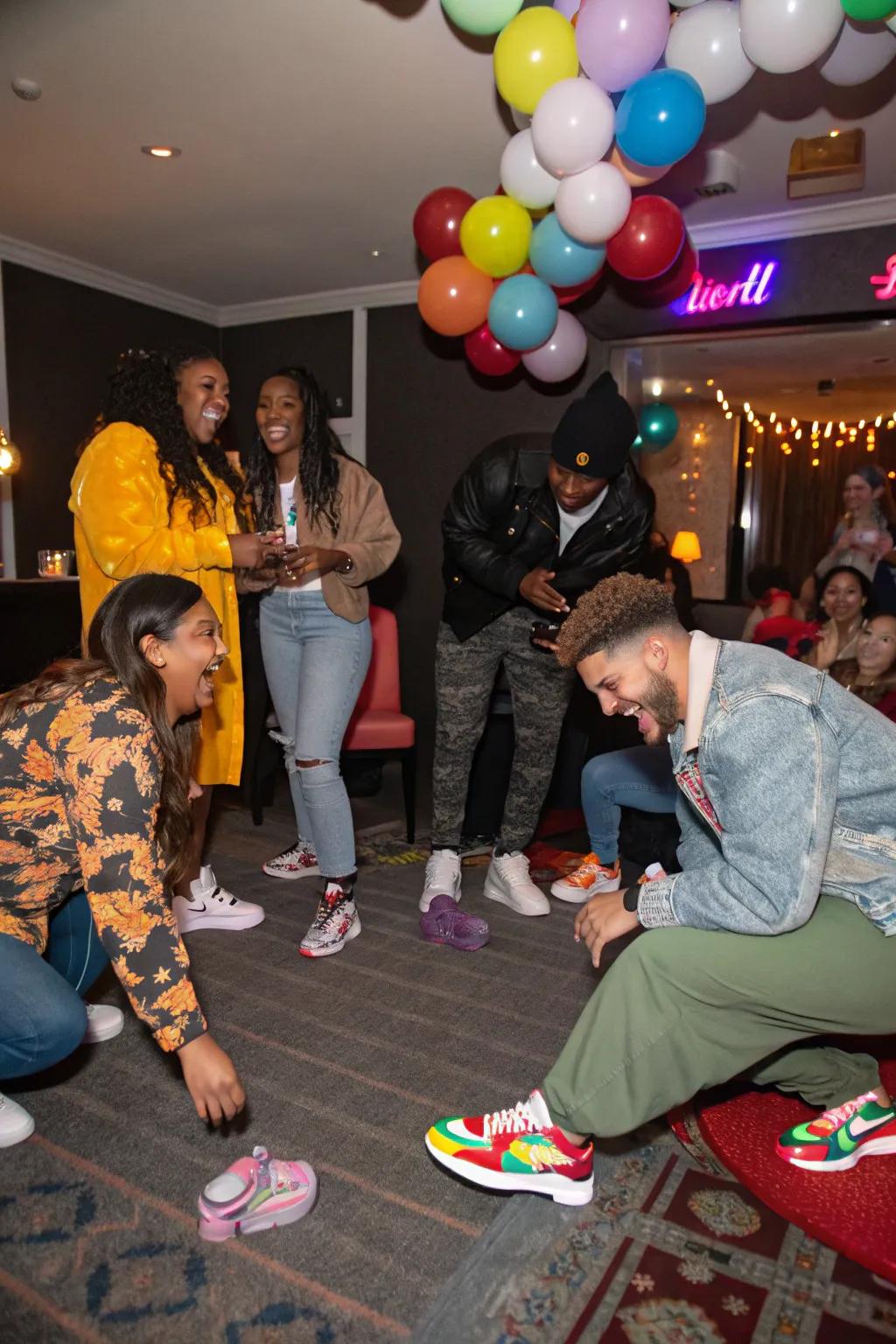 Visitors partaking in a sneaker-themed trivia challenge.