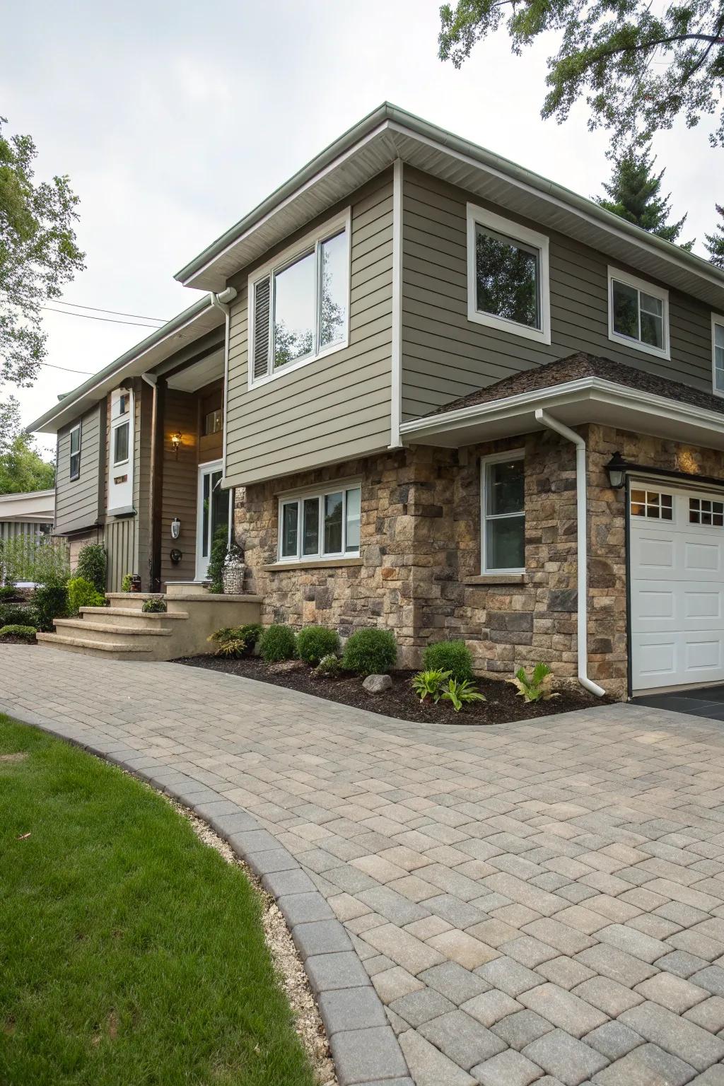 Mixing materials fosters a sophisticated aesthetic.
