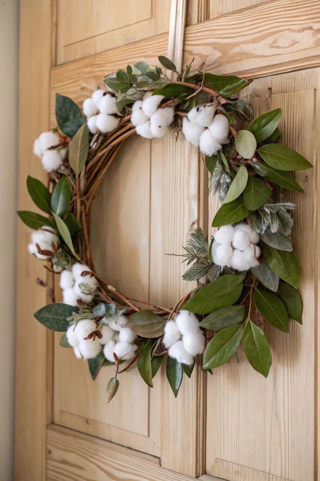 A minimalist wreath radiating elegance and simplicity.