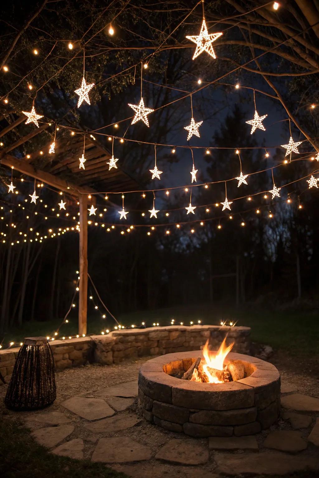 Pixie lights fashion a dreamy, starry sky illusion.