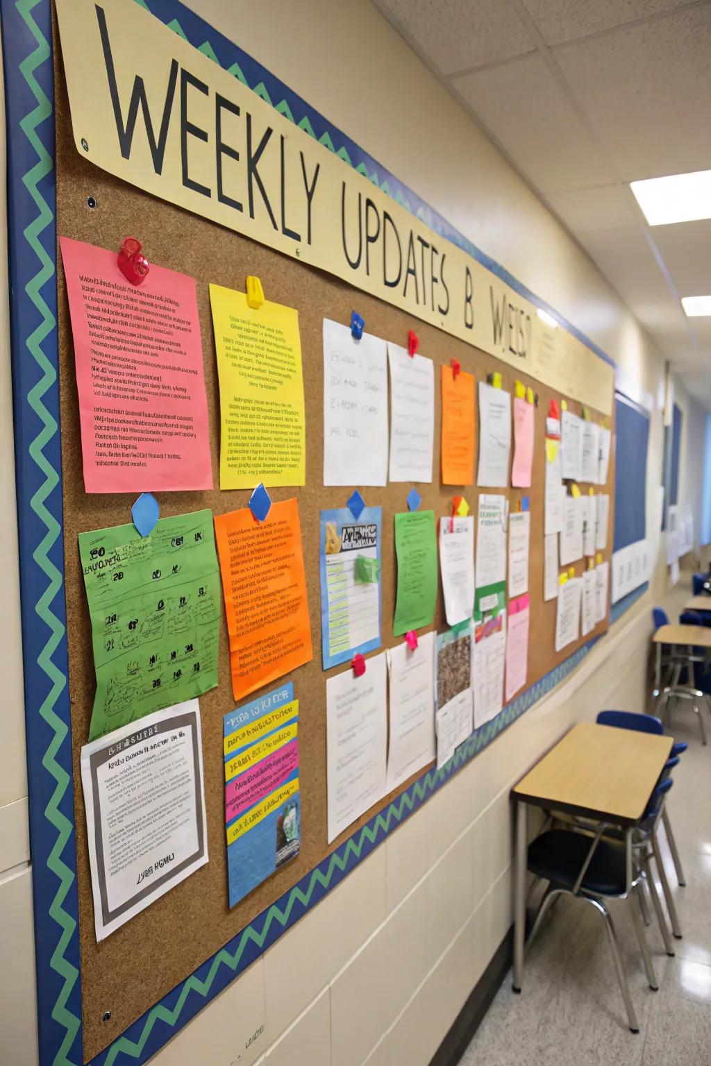Weekly news maintains the board's dynamic and current state.