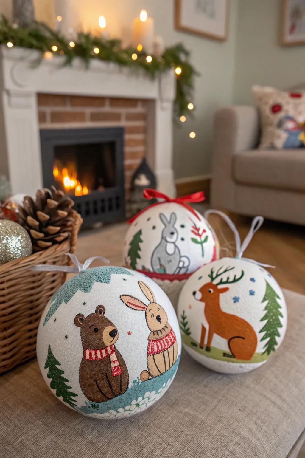 Fauna-themed ornaments contribute an enchanting element.