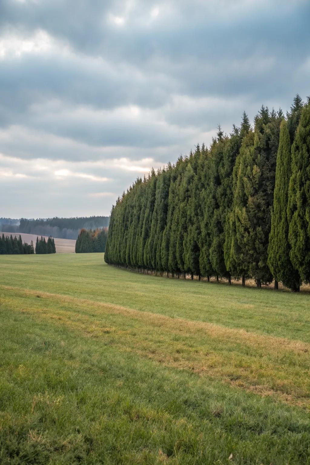 Shield your garden with a windbreak of Evergreen Sentinels.