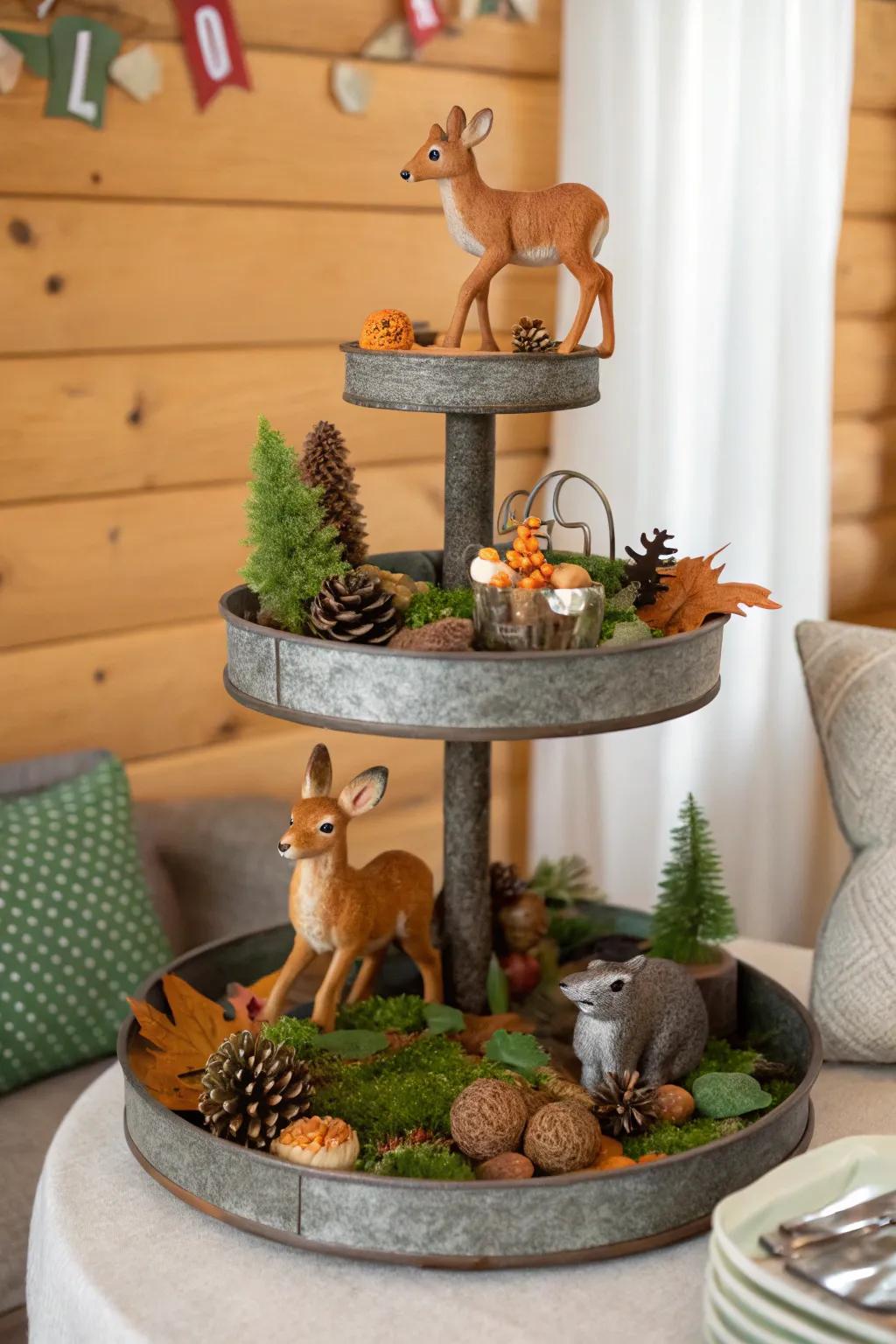 A whimsical forest-themed display brimming with enchantment.