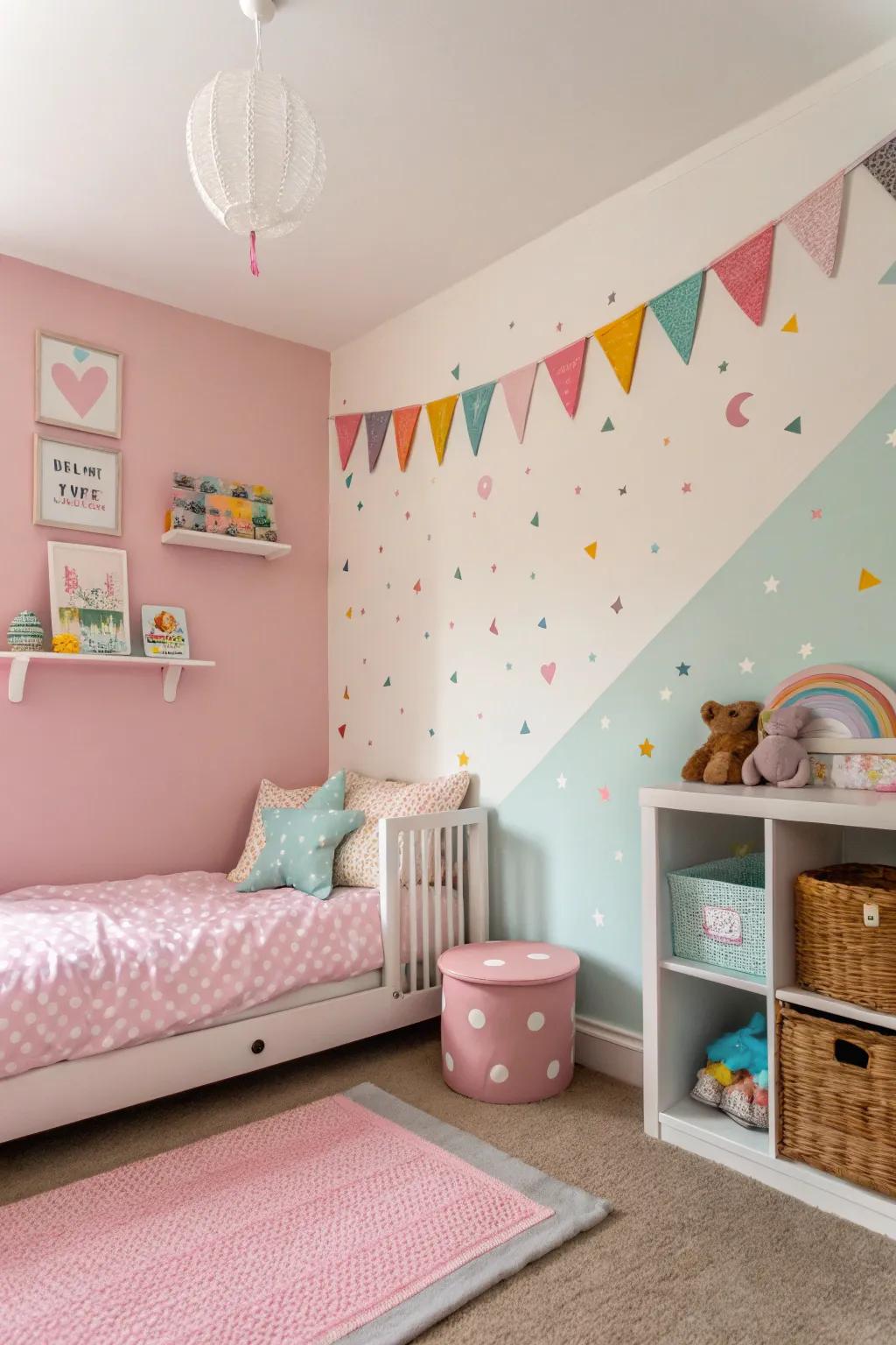 A painted accent wall adds character and charm.