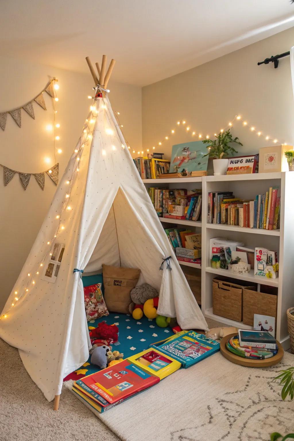 Toy tents offer a fun and practical storage option.