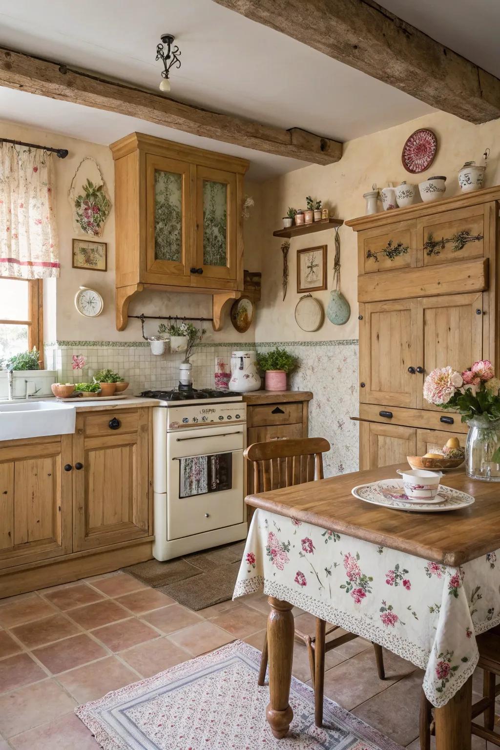 French country charm introduces a warm and homely feel.