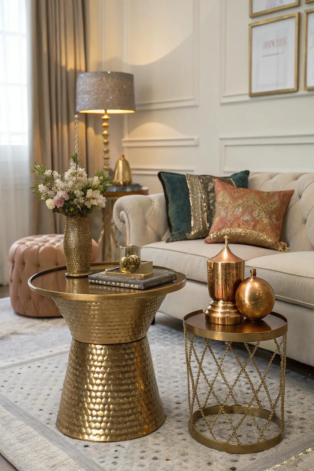 Metallic details brightening the living space.