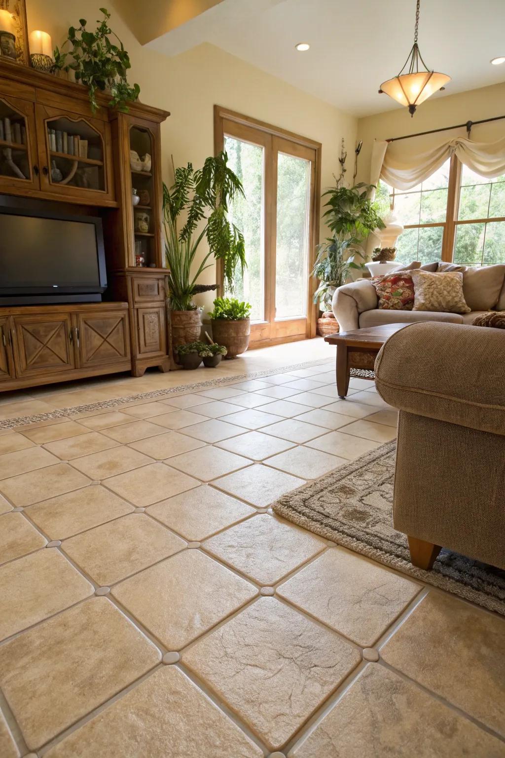 Opt for eco-conscious tiles for a stylish transition.