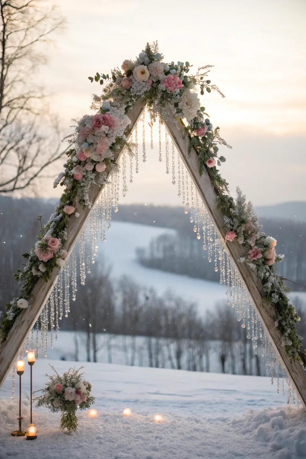 A fairytale triangle arch that introduces sparkle and magic to any event.