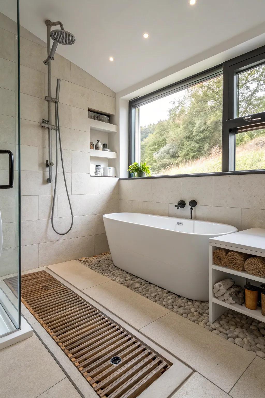 Cutting-edge flow solutions ensure regulation in this bathroom.