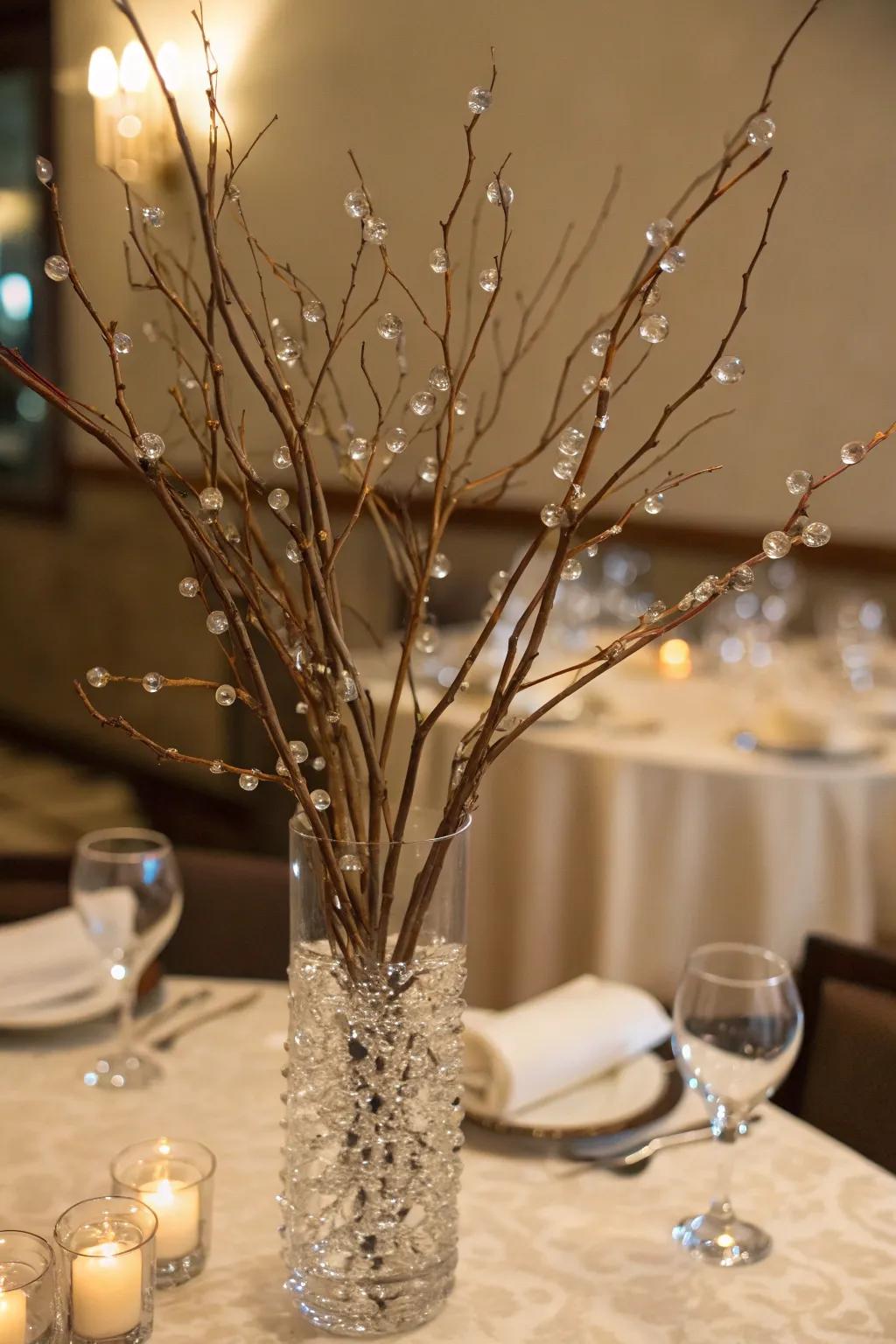 Elegant twigs with sparkling crystal accents.