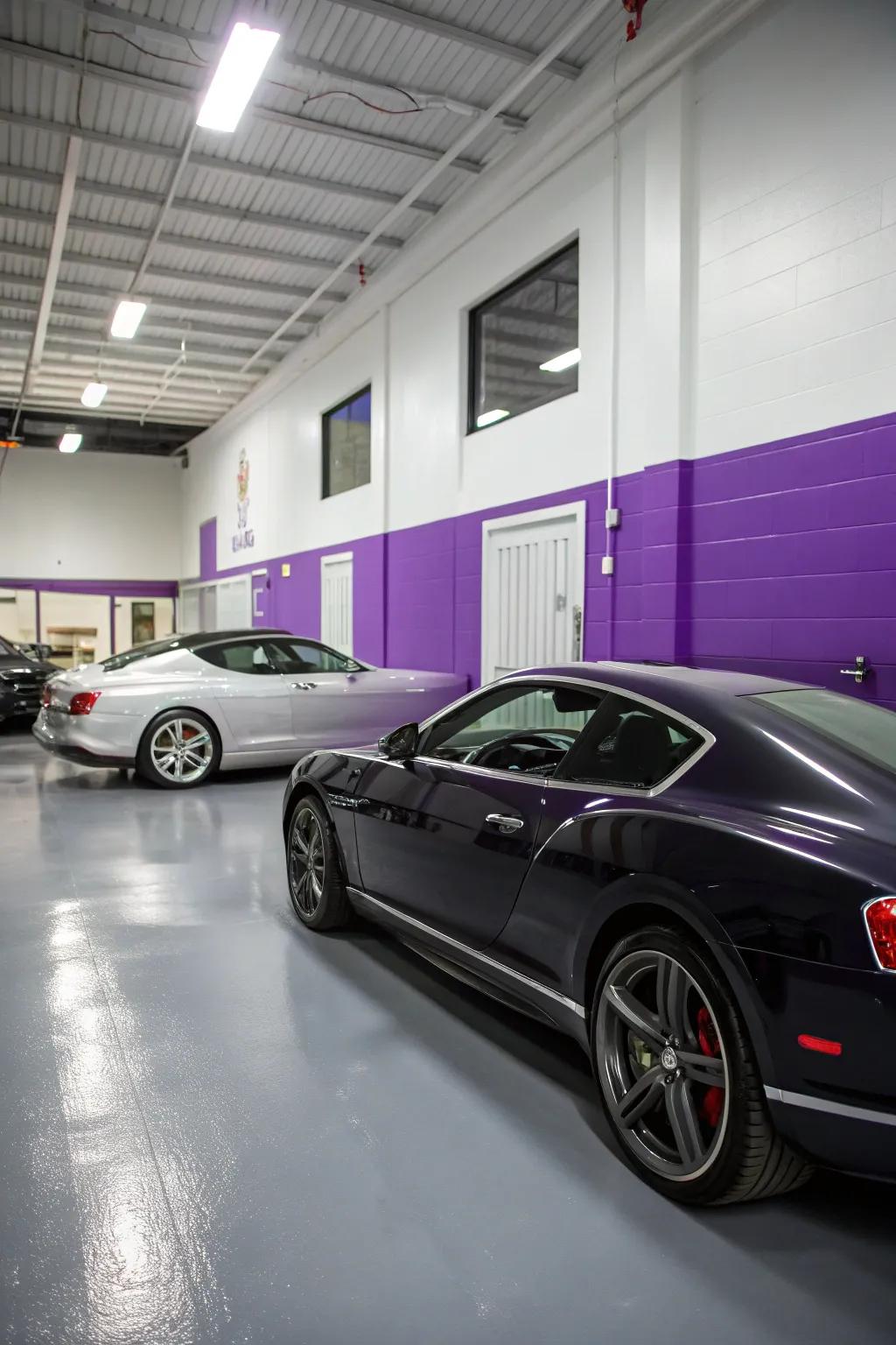 Purple and silver incorporate a trace of luxury to your garage.