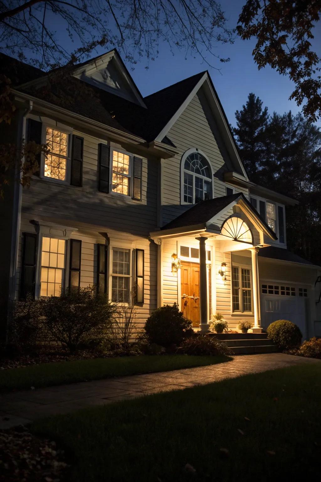 Dramatic shadows contribute dimension and interest to the home's façade.