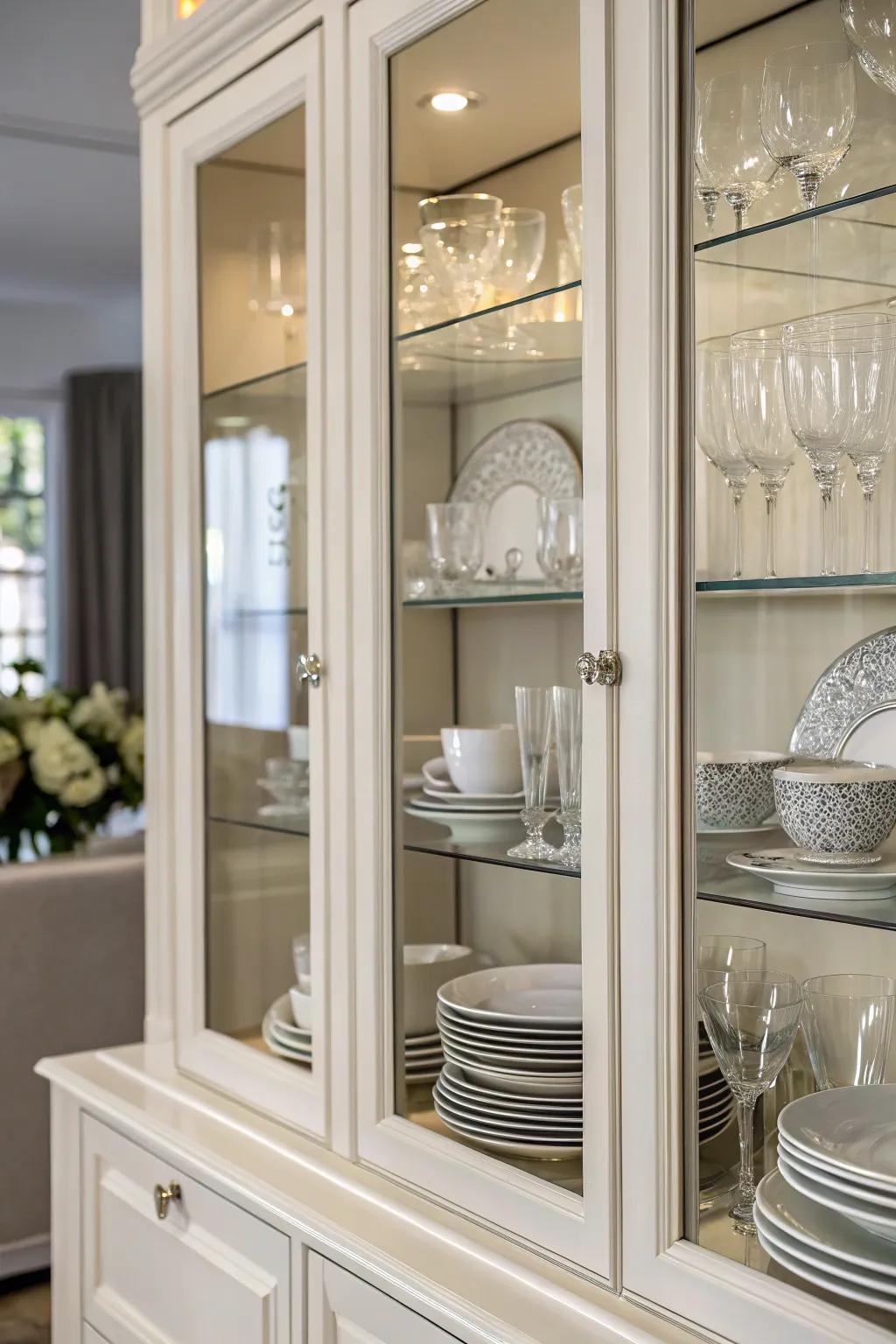 See-through sections add a sophisticated touch to your kitchen.