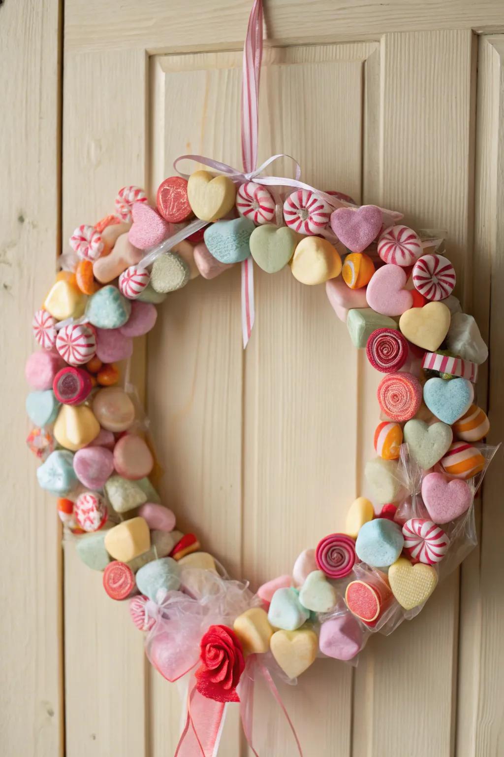 Indulge in sweetness and style with this charming sugar wreath—an irresistible delight for your Valentine's décor.