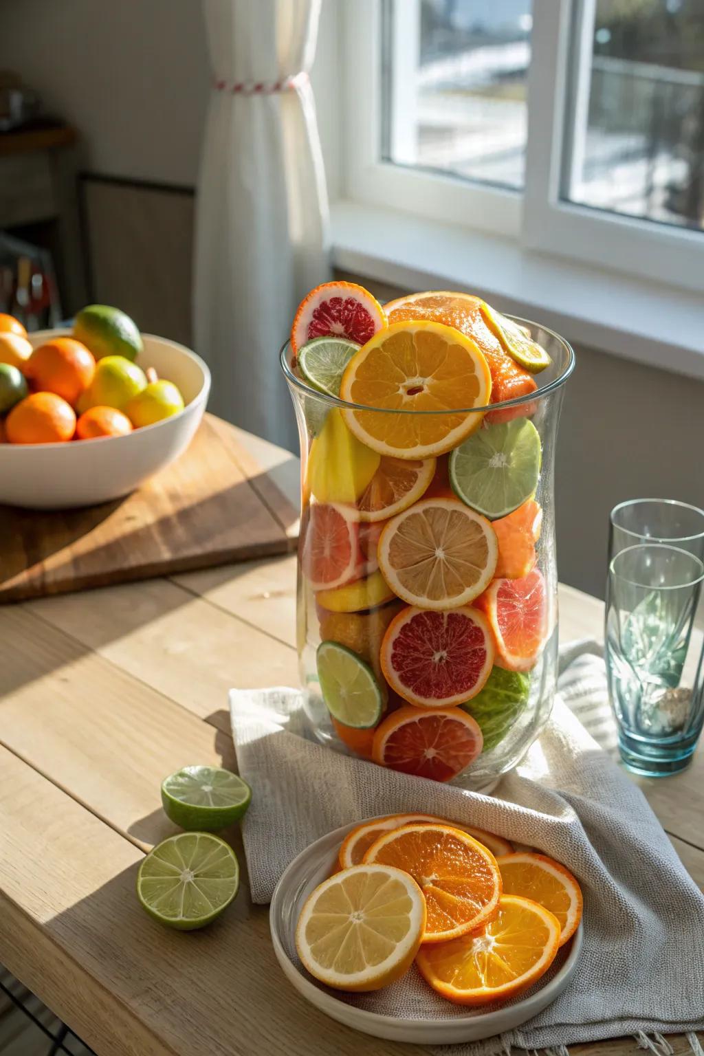 Brighten up your area using fresh sliced citrus.