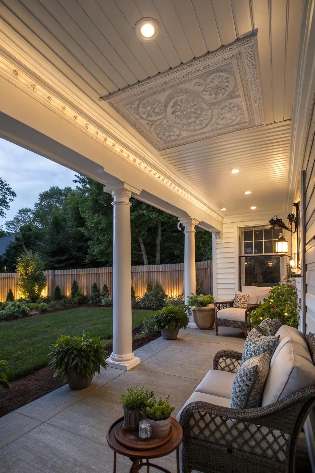Decorative molding on vinyl canopies adds elegance and sophistication.